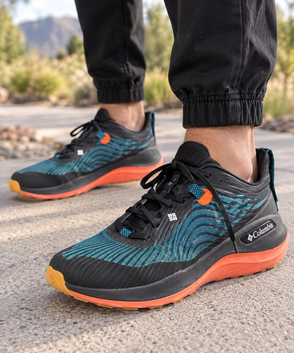 Columbia Men’s Athletic Running Shoes – Black/Teal/Orange – Size 10